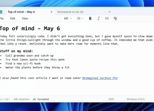 Microsoft rafraîchit son bloc-notes avec de l'IA