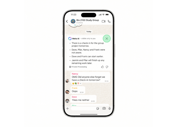 Meta sécurise les résumés des messages non lus de WhatsApp