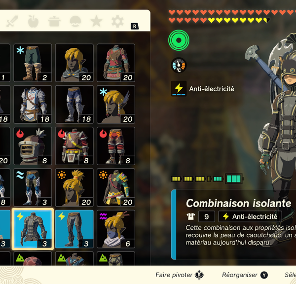 Tenue isolante Zelda Tears of the Kingdom : Comment obtenir toutes les pièces d'équipement anti-électricité ?