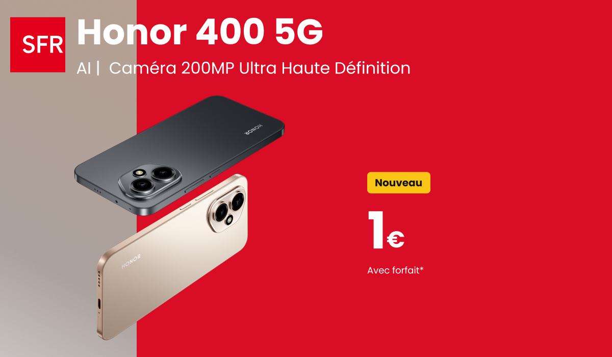 HONOR 400 : le nouveau smartphone boosté à l’IA est à 1 € chez SFR !