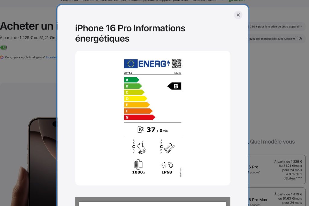 Apple assume l’étiquette énergie européenne obligatoire depuis le 20 juin, mais critique la méthode