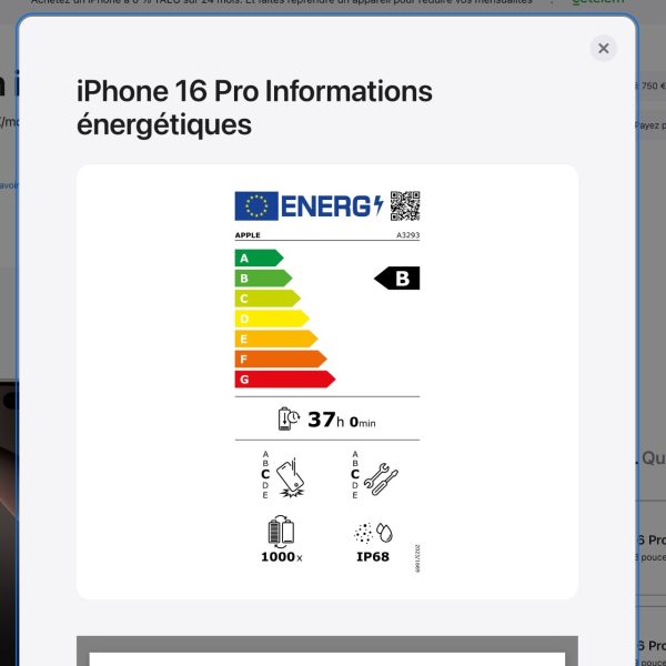 Apple assume l’étiquette énergie européenne obligatoire depuis le 20 juin, mais critique la méthode