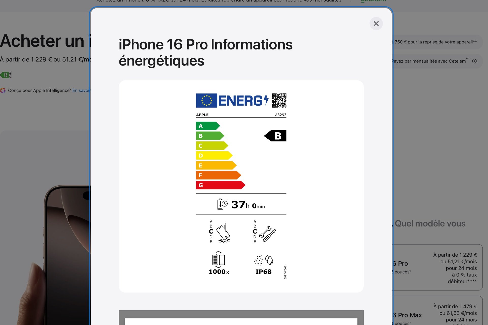 Apple assume l’étiquette énergie européenne obligatoire depuis le 20 juin, mais critique la méthode