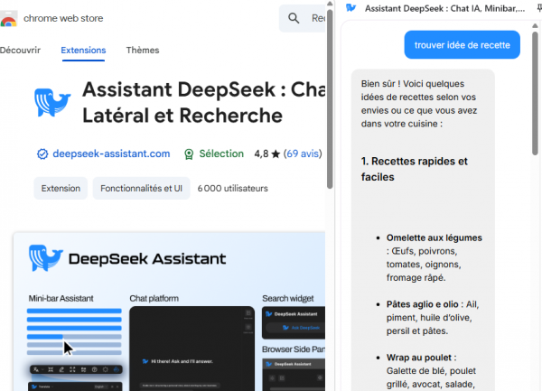 Deepseek propose une extension pour Chrome