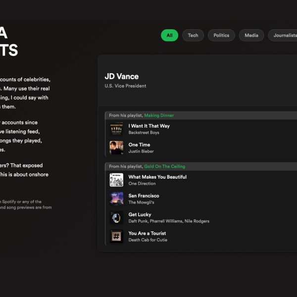 Les listes de lecture Spotify de Sam Altman et JD Vance exposées publiquement