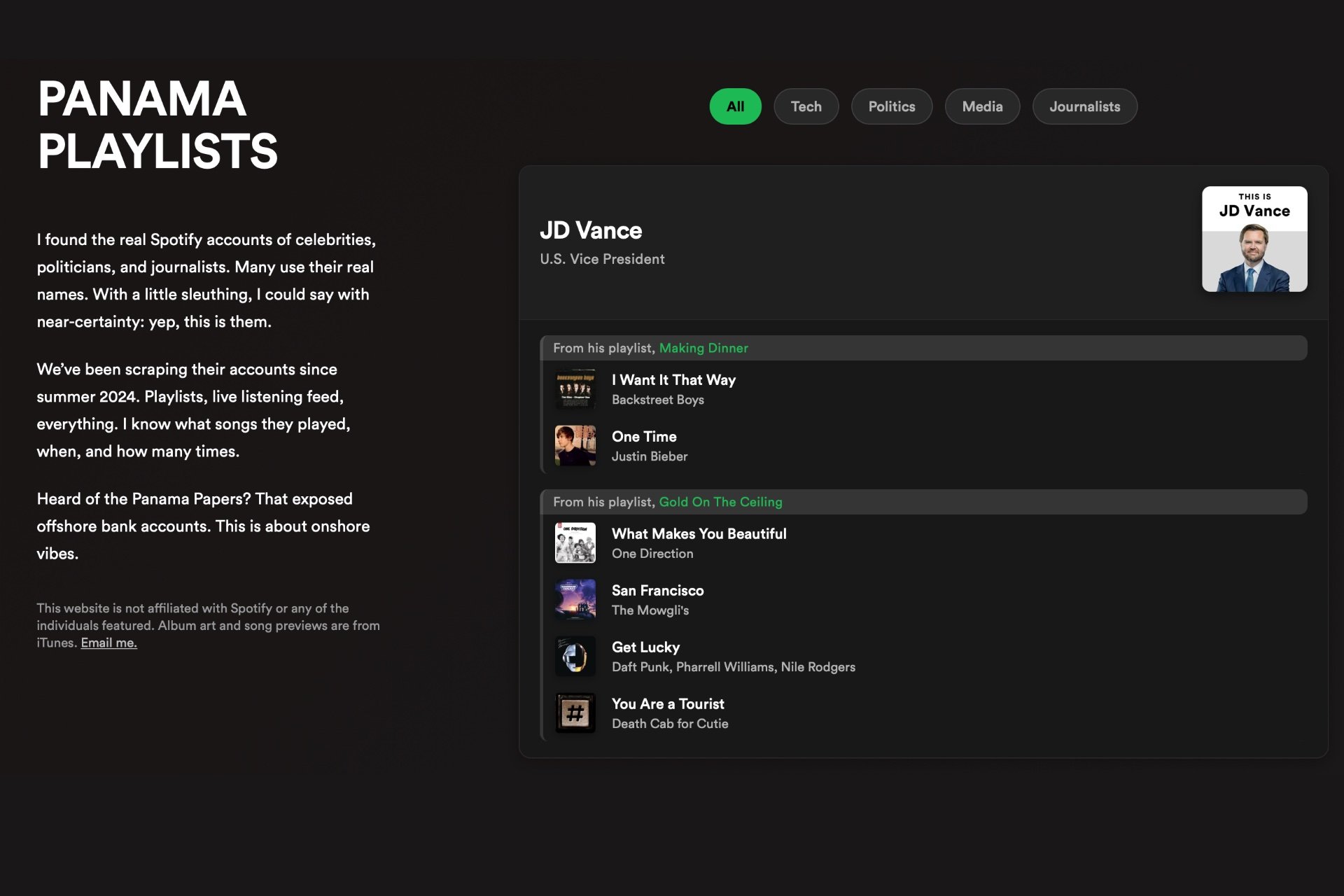 Les listes de lecture Spotify de Sam Altman et JD Vance exposées publiquement