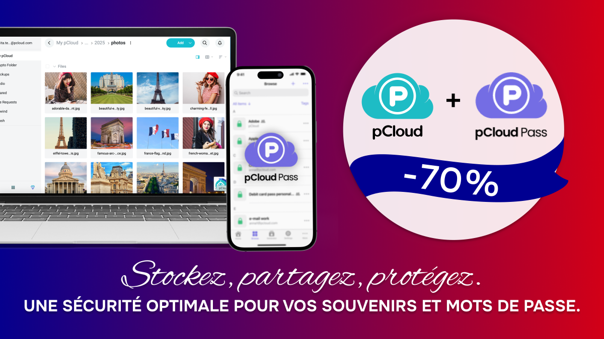 Stockage à vie + gestionnaire de mots de passe à -70% : l’offre choc de pCloud jusqu’au 15 juillet