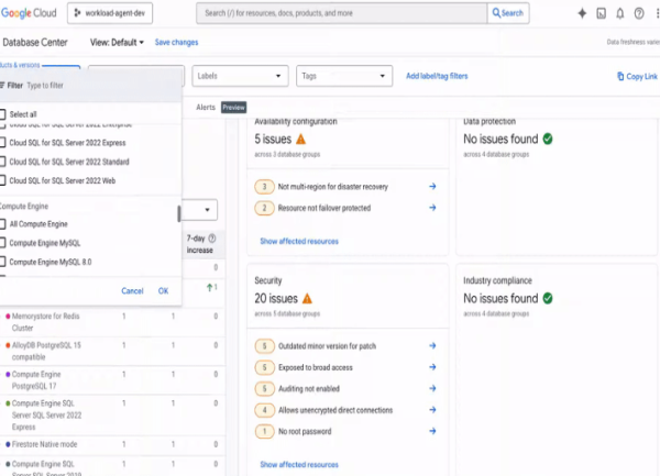 Google Cloud étend la surveillance de Database Center