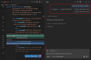 Avec l'IA, Visual Studio Code résout les conflits de fusion