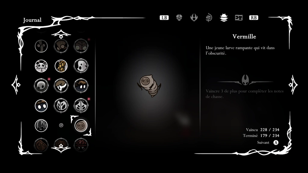Vermille Silksong : Squirm… Comment compléter cette entrée du journal du chasseur ?