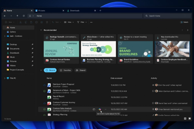 Microsoft étoffe Copilot dans l'explorateur de fichiers de Windows 11