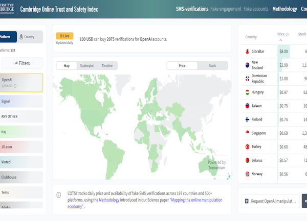 Cambridge crée un index des tarifs de faux comptes en ligne