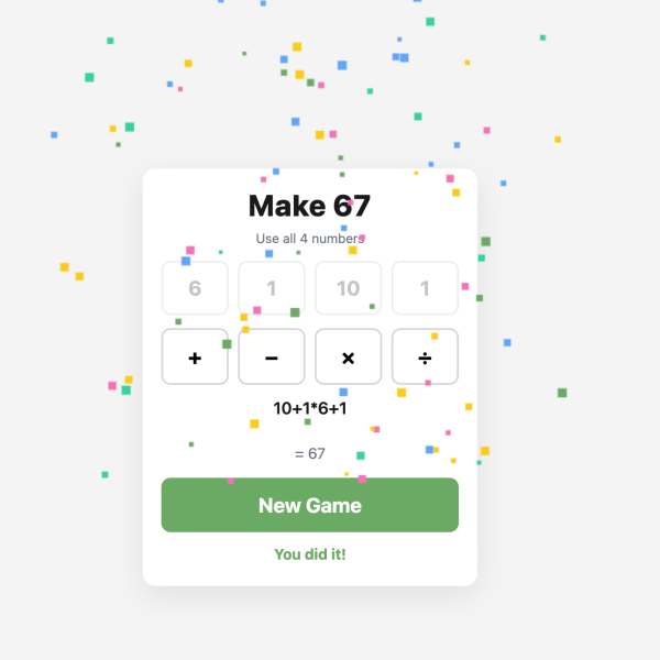 Make 67 – Un petit jeu de calcul mental pour votre pause café