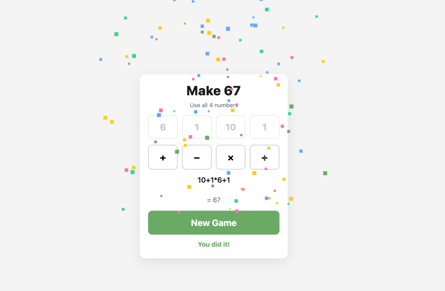 Make 67 – Un petit jeu de calcul mental pour votre pause café