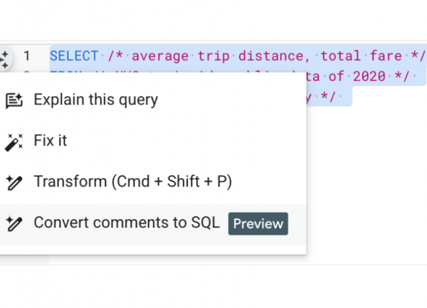 Des requêtes SQL en langage naturel dans BigQuery