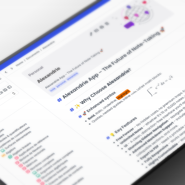 Alexandrie – L'app de notes qui garde vos données chez vous