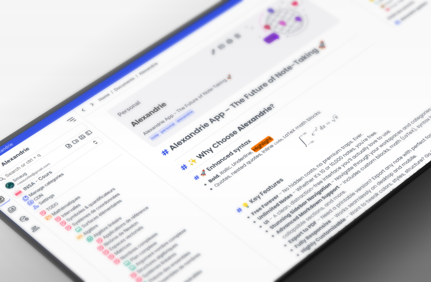 Alexandrie – L'app de notes qui garde vos données chez vous