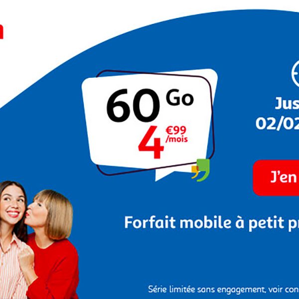 Forfait mobile à moins de 5 € : c’est les derniers jours pour profiter de 60 Go par mois à prix cassé !