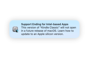 Fin de support des applications pour Mac Intel en 2027