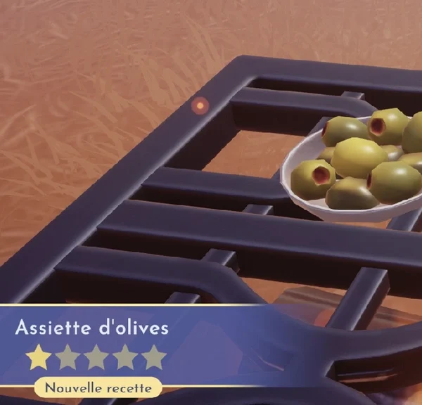 Assiette d'olives Disney Dreamlight Valley : comment préparer cette recette 1 étoile ?
