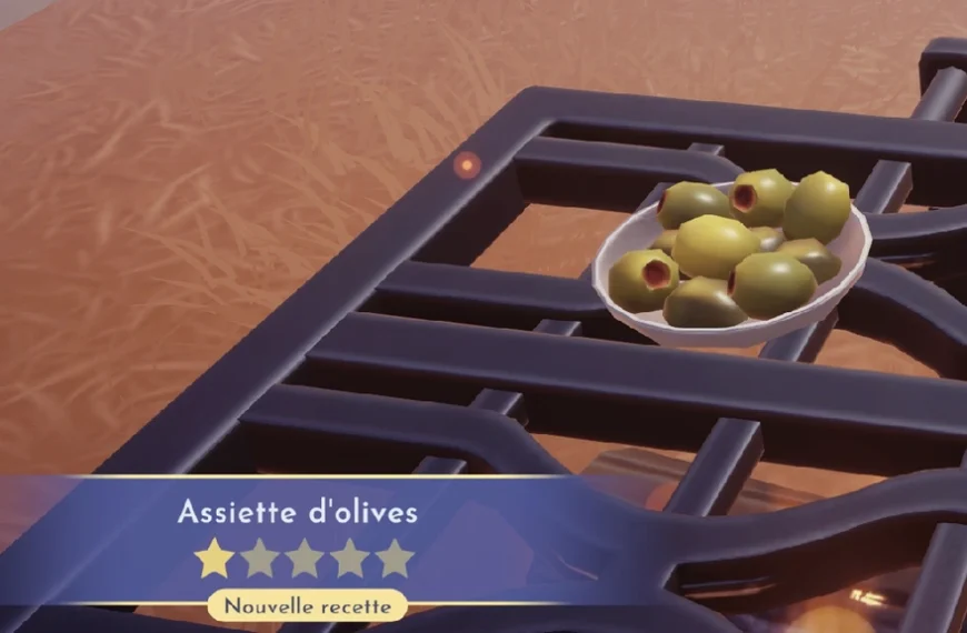 Assiette d'olives Disney Dreamlight Valley : comment préparer cette recette 1 étoile ?