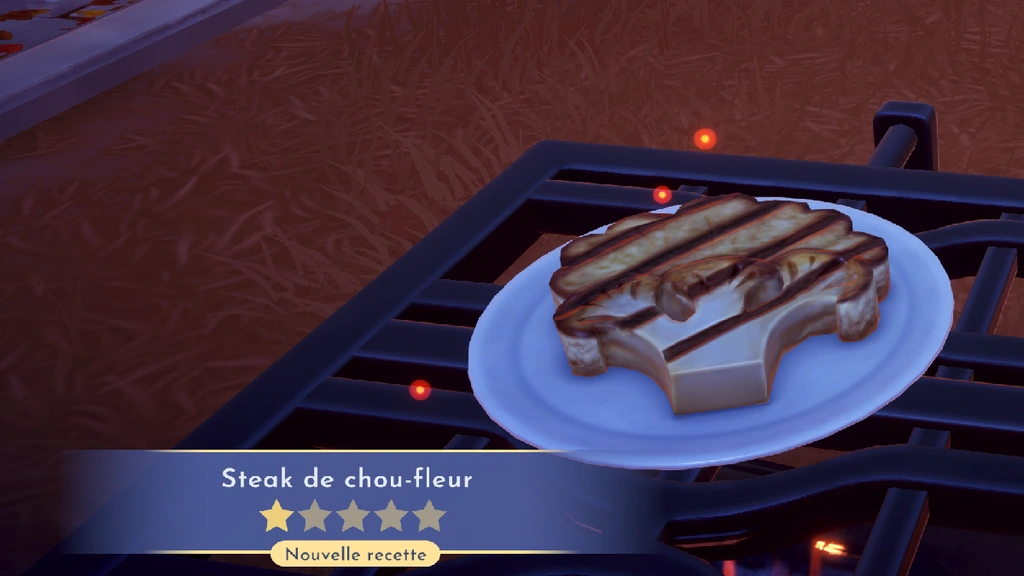 Steak de chou-fleur Disney Dreamlight Valley : comment préparer cette recette 1 étoile ?