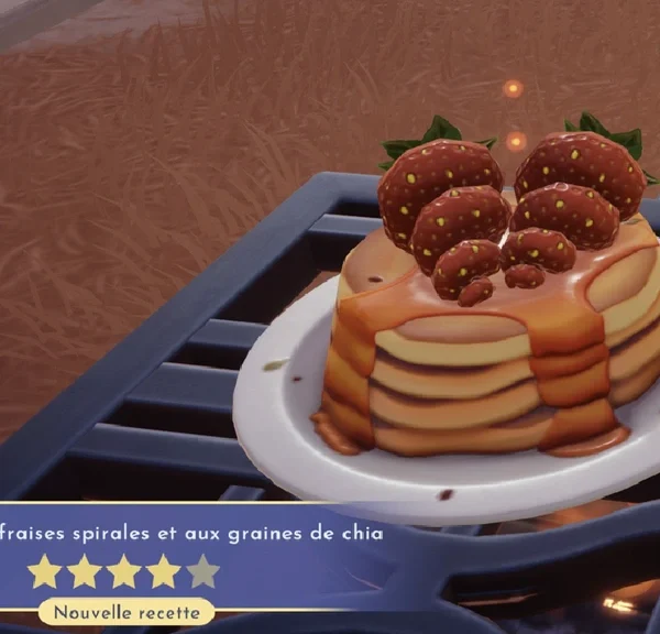 Pancakes aux fraises spirales et aux graines de chia Dreamlight Valley : comment préparer cette recette 4 étoiles ?