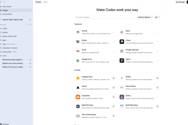 OpenAI enrichit Codex avec des plugins tiers
