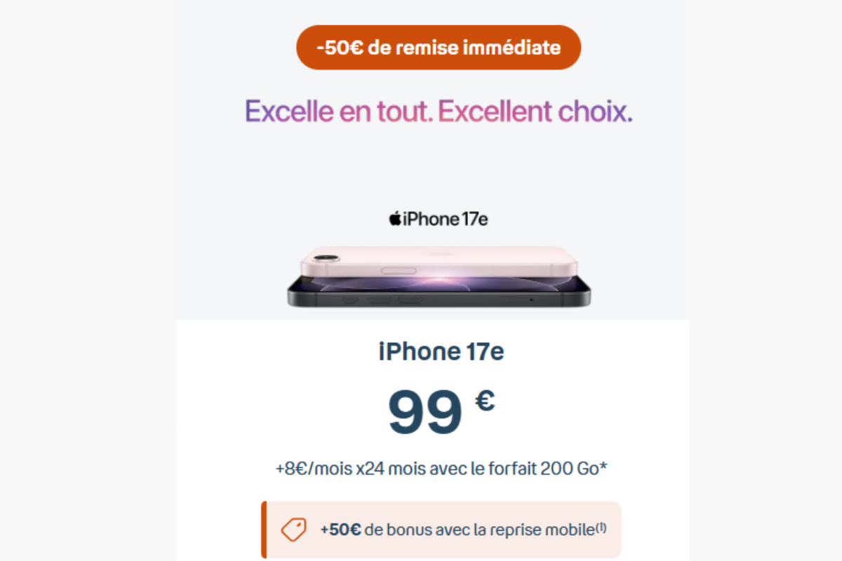 L’iPhone 17e est à moins de 100€ chez Bouygues Telecom : une offre exceptionnelle à ne pas rater !