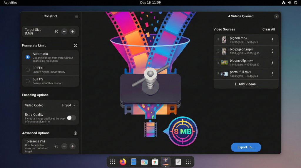 Constrict – Vos vidéos pile à la bonne taille
