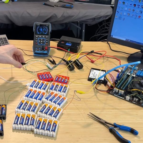 Il branche 56 piles AA pour faire tourner son PC de bureau