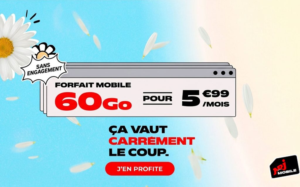 Avec son forfait mobile de 60 Go à 5,99 €/mois, NRJ Mobile signe l’une des meilleures offres du moment