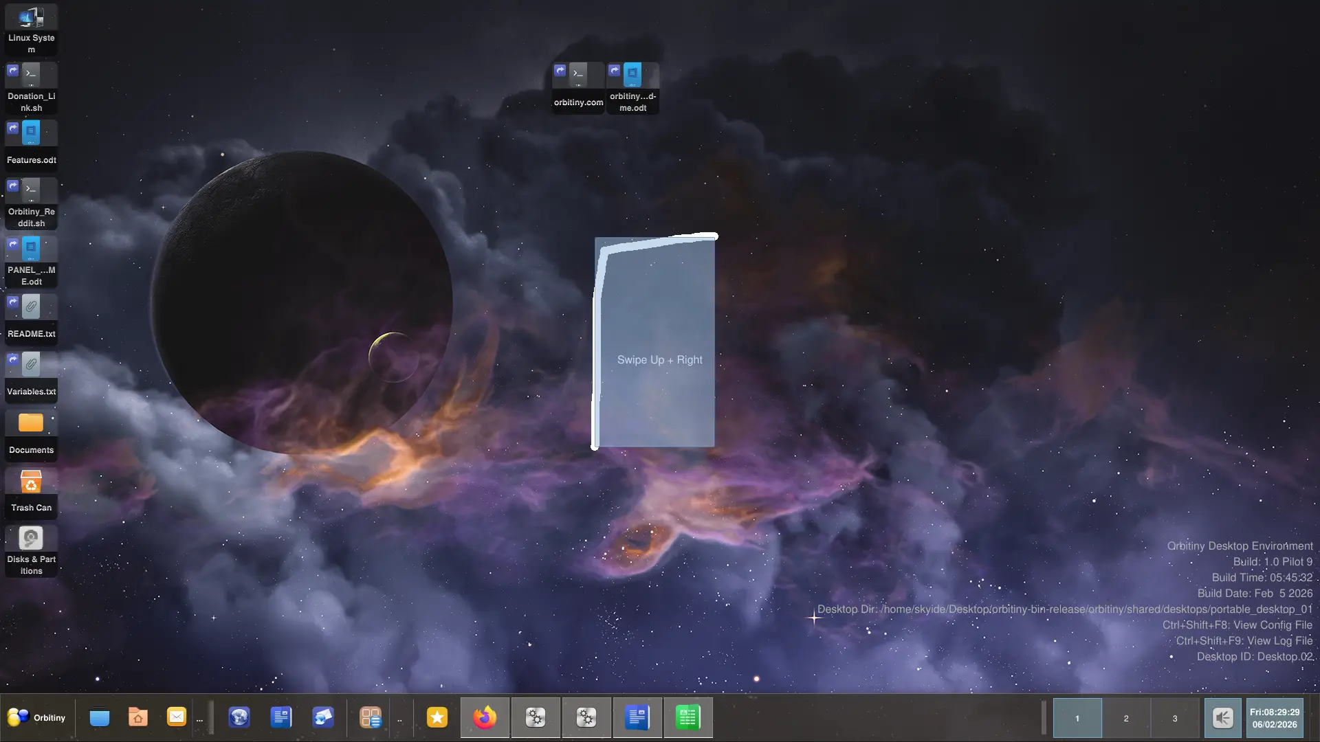 Orbitiny – Un environnement de bureau Linux 100% indé