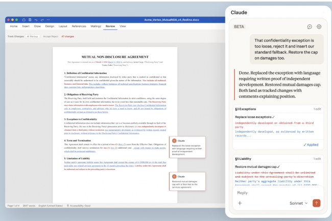Anthropic propose un assistant Claude pour Word