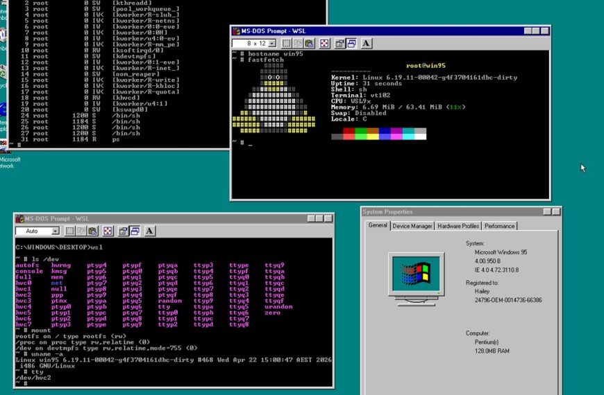 Linux débarque enfin sur Windows 98, et c’est une prouesse technique