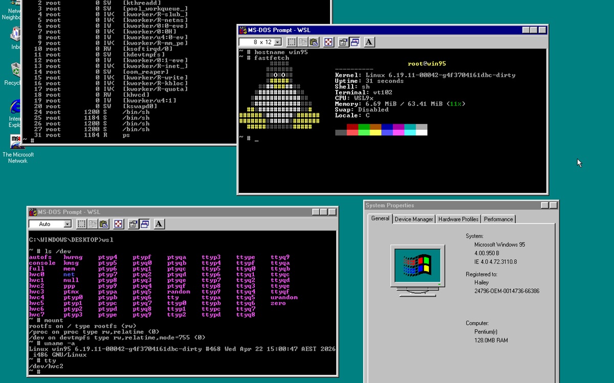 Linux débarque enfin sur Windows 98, et c’est une prouesse technique