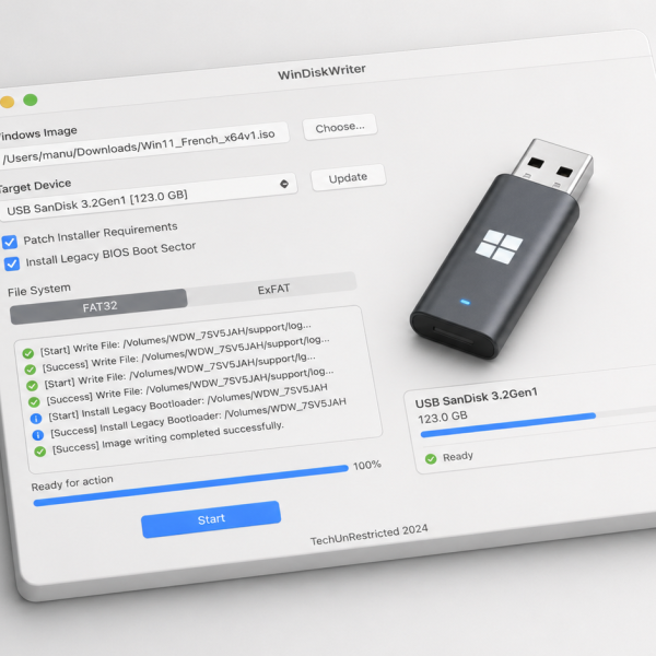 WinDiskWriter – Créez une clé USB Windows depuis macOS
