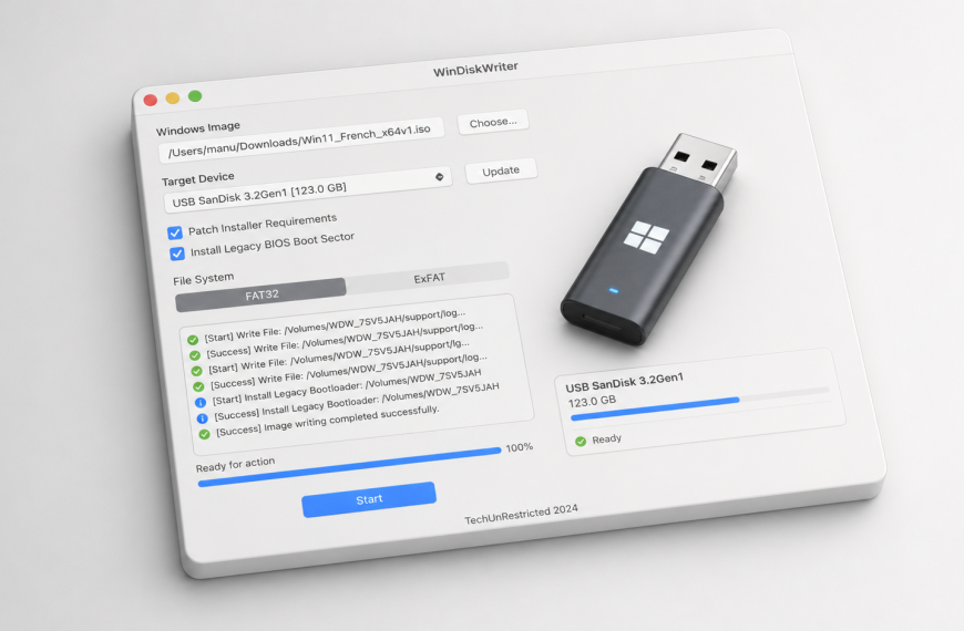 WinDiskWriter – Créez une clé USB Windows depuis macOS