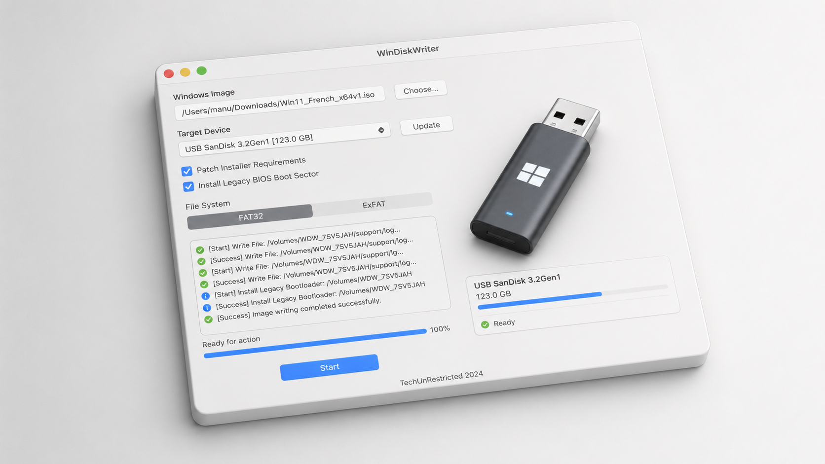 WinDiskWriter – Créez une clé USB Windows depuis macOS