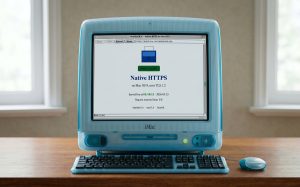 Il affiche du web moderne sur un Mac vieux de vingt-cinq ans