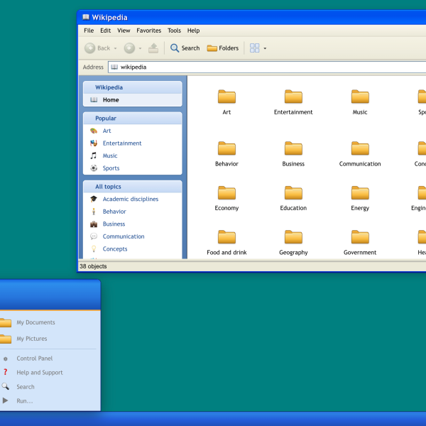 Wikipedia File Explorer – L'encyclopédie en mode Windows XP
