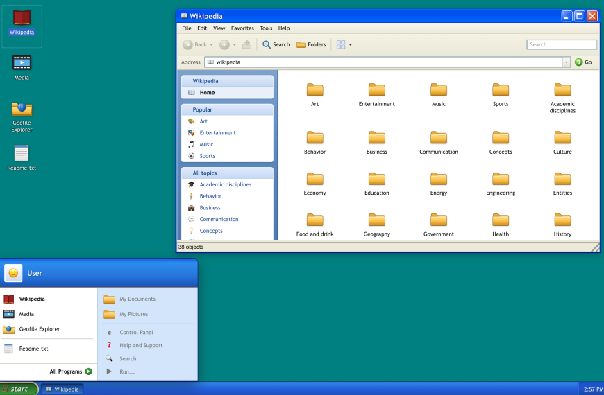 Wikipedia File Explorer – L'encyclopédie en mode Windows XP