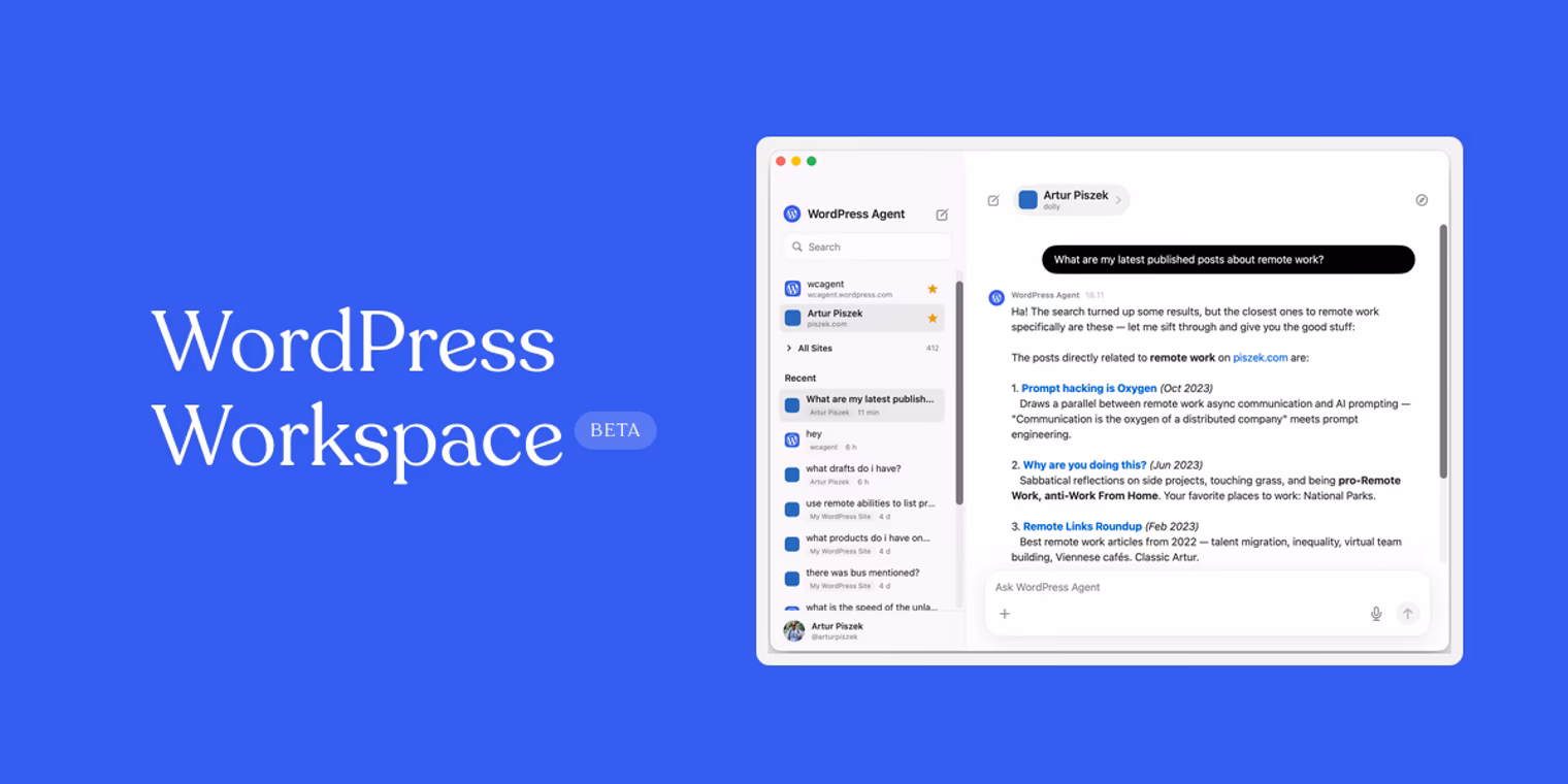 WordPress Workspace – L'agent IA d'Automattic