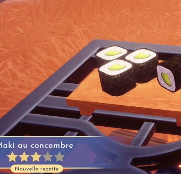 Maki au concombre Disney Dreamlight Valley : Comment cuisiner cette recette 3 étoiles ?
