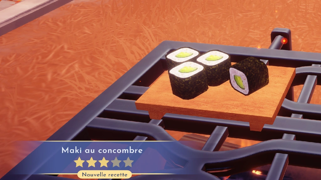Maki au concombre Disney Dreamlight Valley : Comment cuisiner cette recette 3 étoiles ?