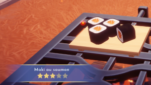 Maki au saumon Disney Dreamlight Valley : Comment cuisiner cette recette 3 étoiles ?