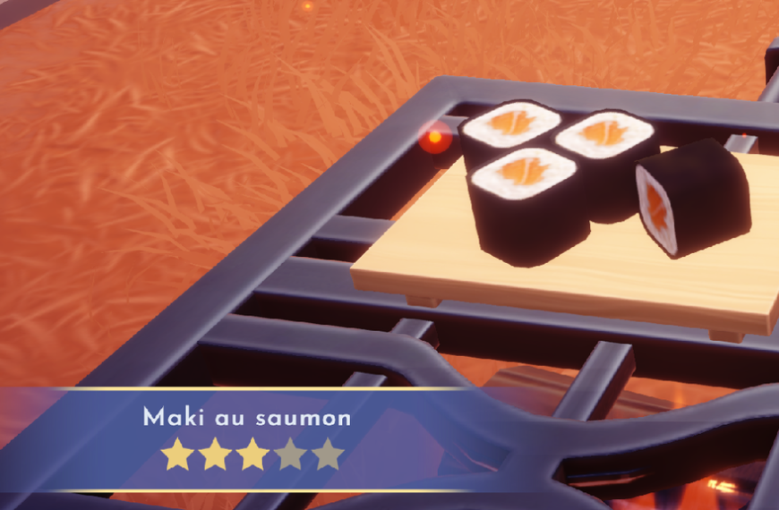 Maki au saumon Disney Dreamlight Valley : Comment cuisiner cette recette 3 étoiles ?