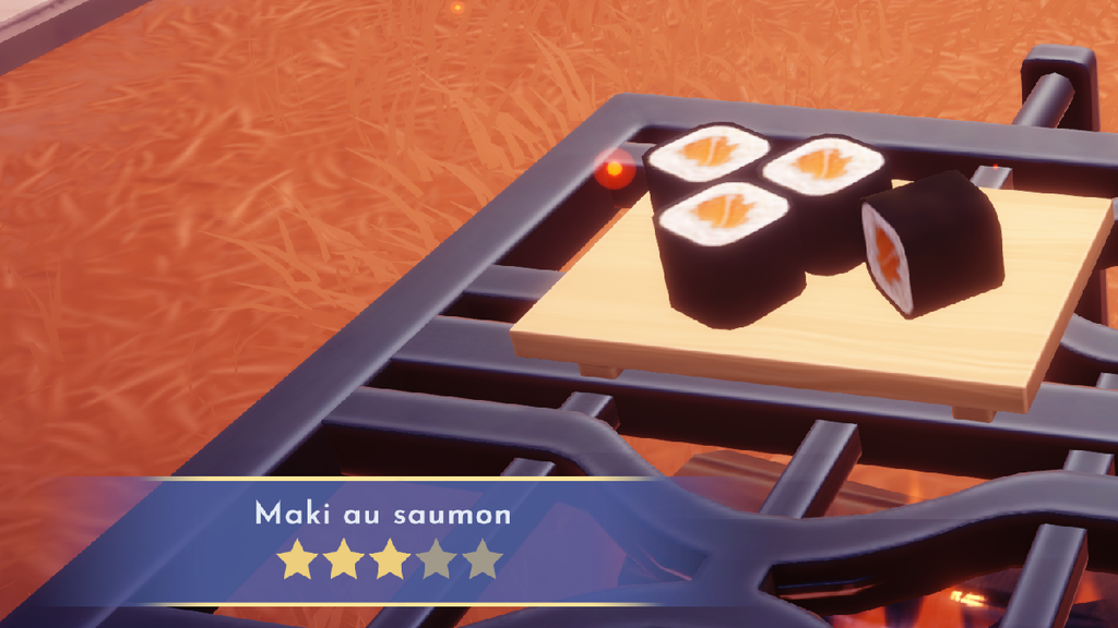Maki au saumon Disney Dreamlight Valley : Comment cuisiner cette recette 3 étoiles ?