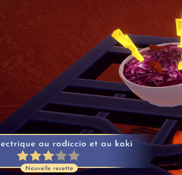 Salade électrique au radiccio et au kaki Dreamlight Valley : comment préparer cette recette 3 étoiles ?