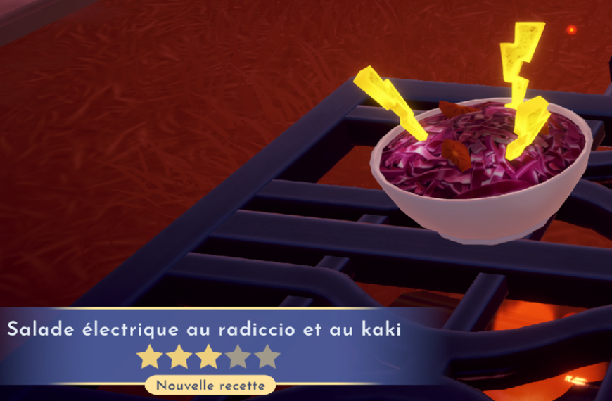 Salade électrique au radiccio et au kaki Dreamlight Valley : comment préparer cette recette 3 étoiles ?